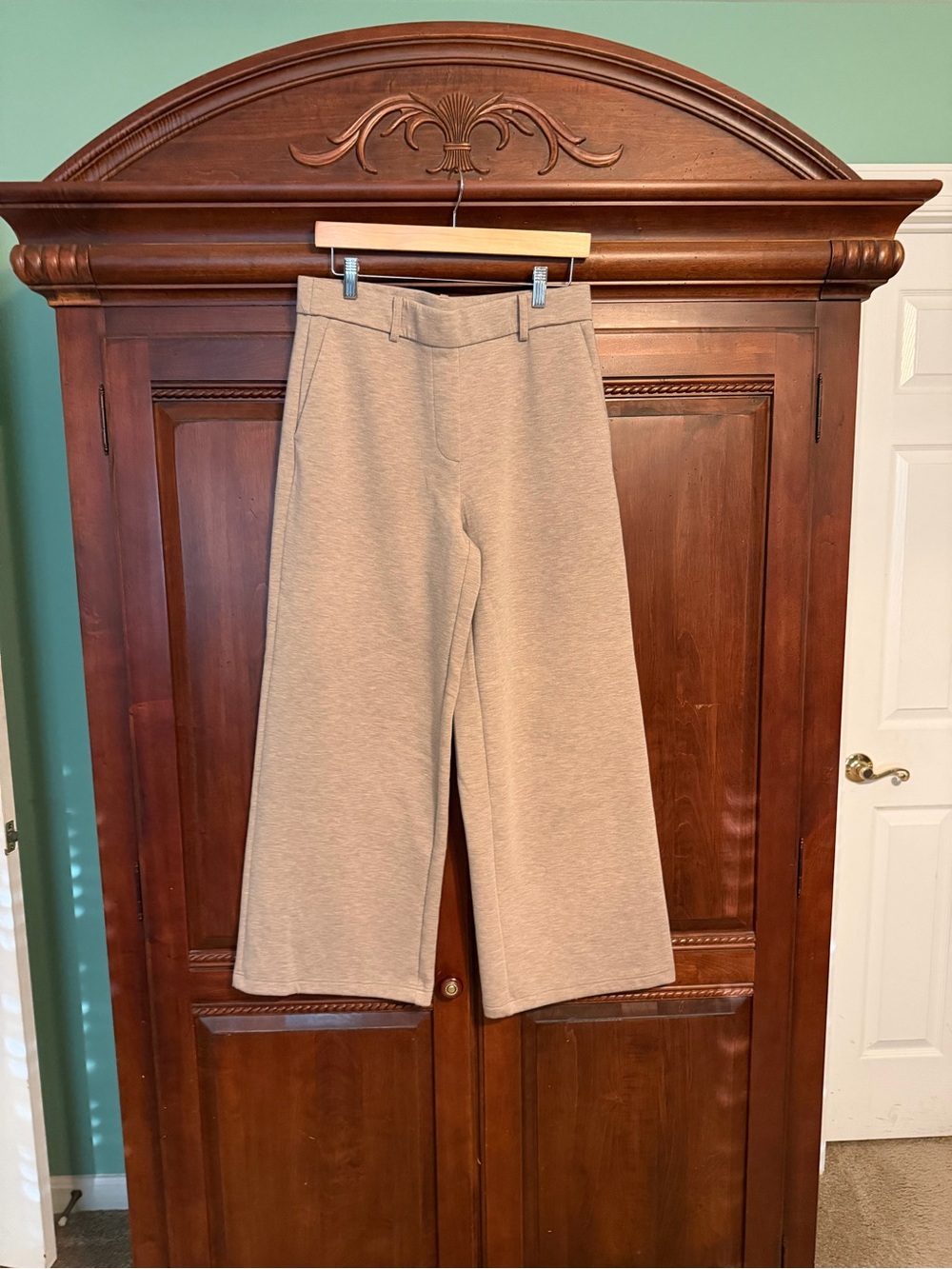 OGL Kids Wide-Leg Knit Pants in Light Beige